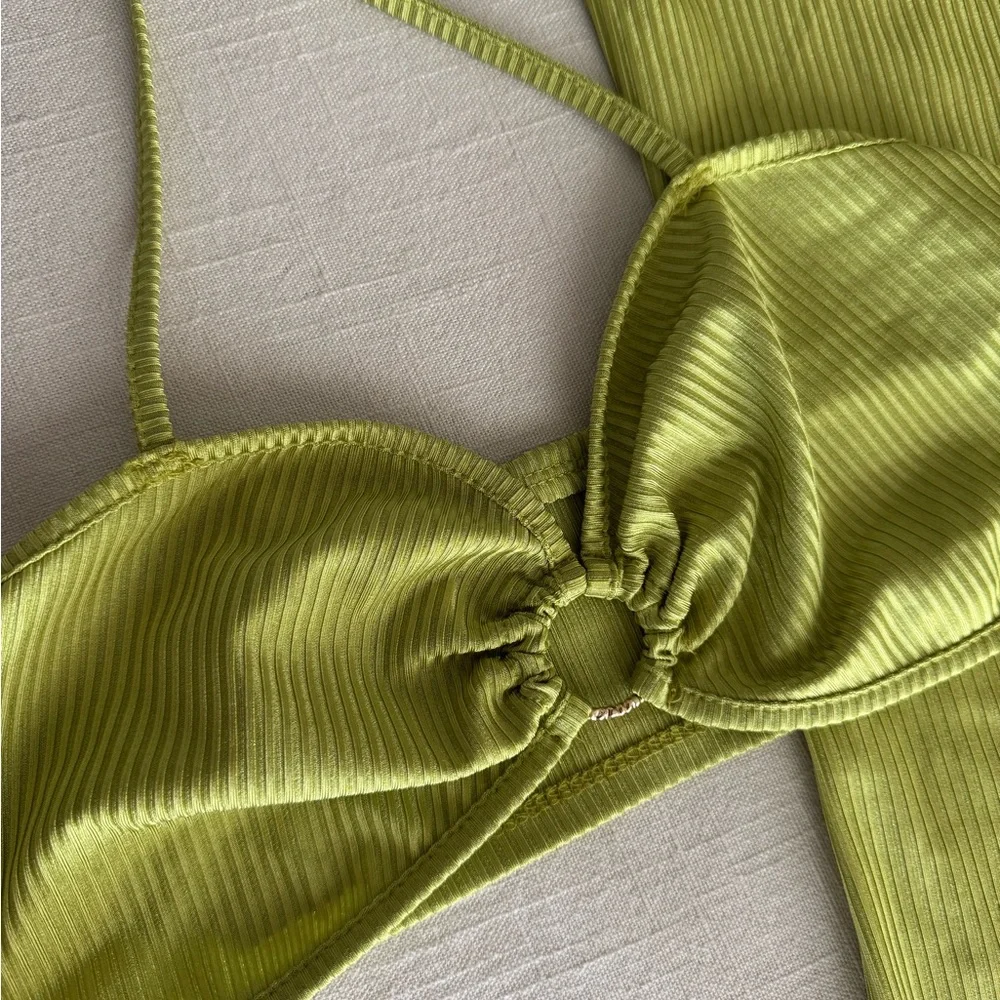 Green Ribbed Two-Piece Set - Picture 2 of 2